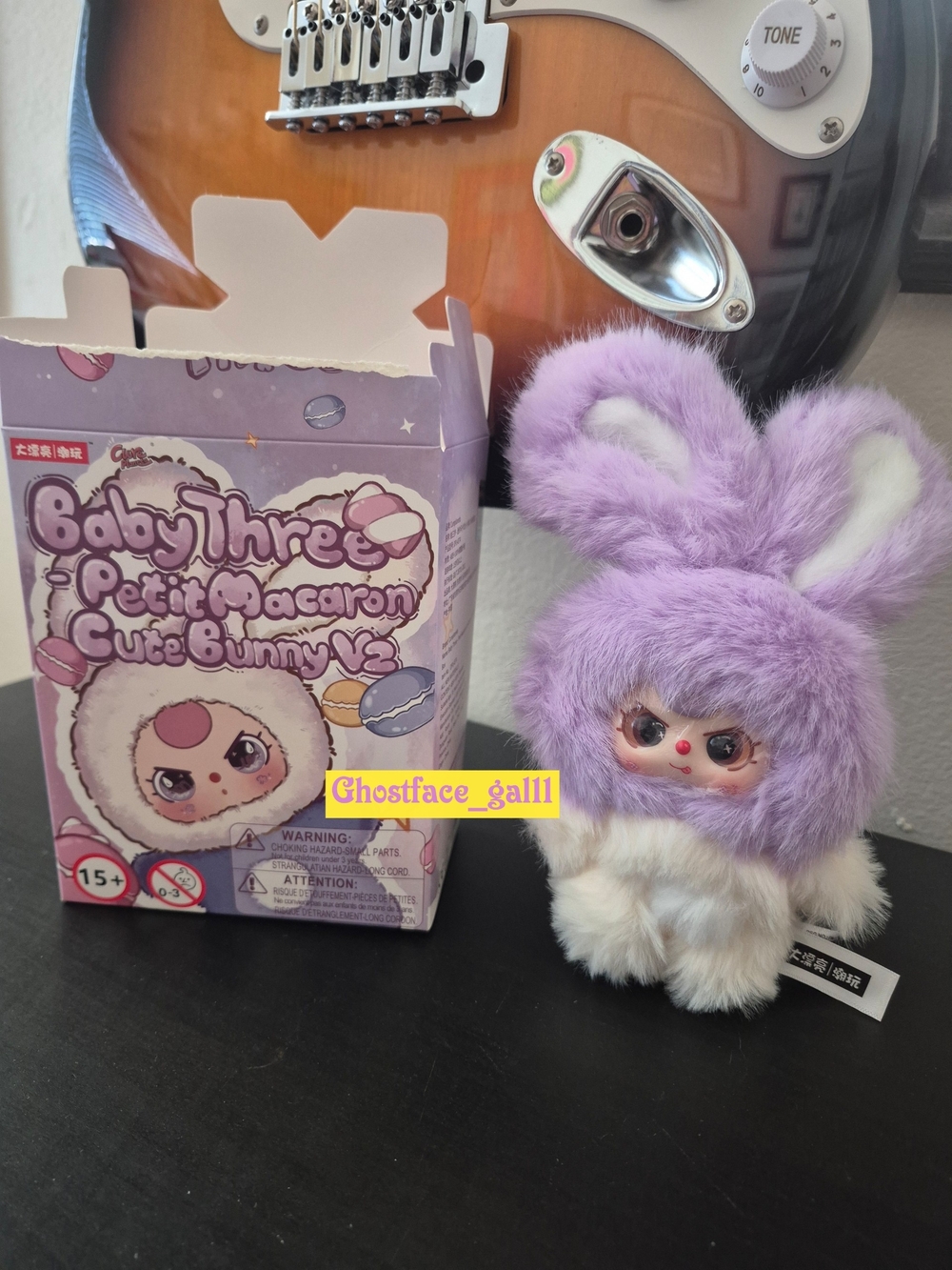 Petit Macaron Cute Bunny Plush - Baby Three V2 Keychain Vinyl Face